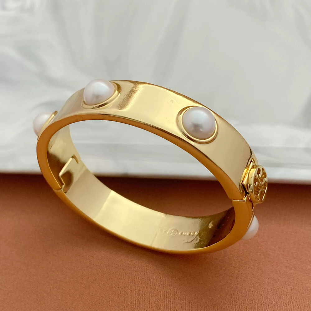 Tory Burch Pearl Inlaid Metal Bracelet